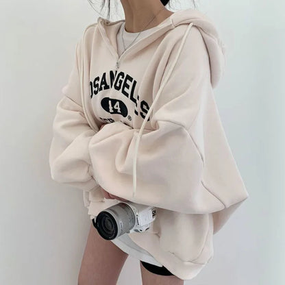 Große Hoodie Los Angeles Print Sportlich Leger