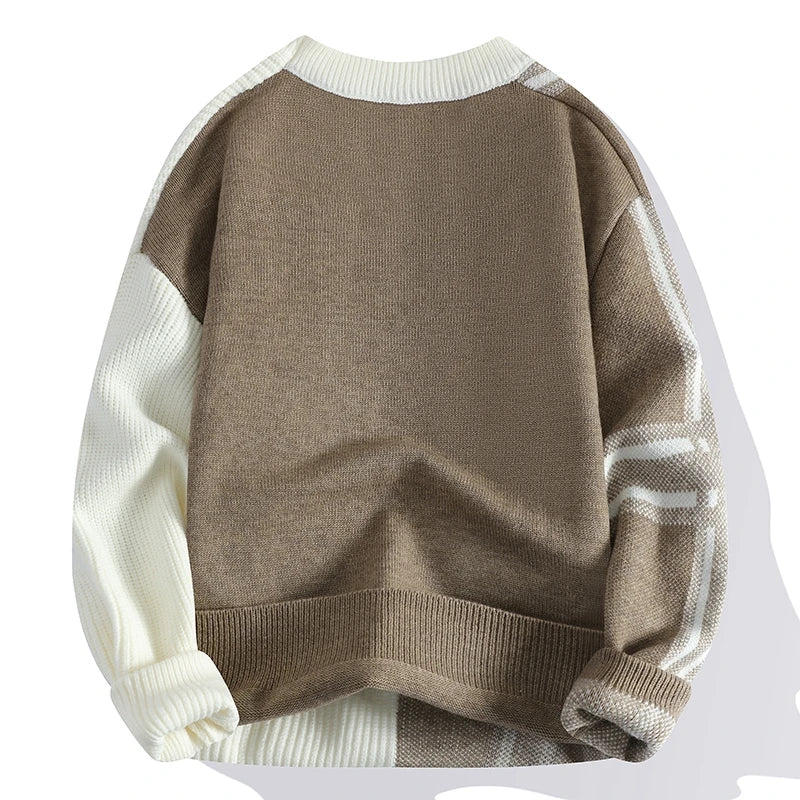 Herren Pullover Rundhals Colorblock Warm Winter