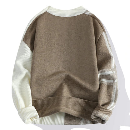 Herren Pullover Rundhals Colorblock Warm Winter