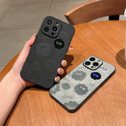 Leder iPhone Hülle Stoßfest mit Monster Design