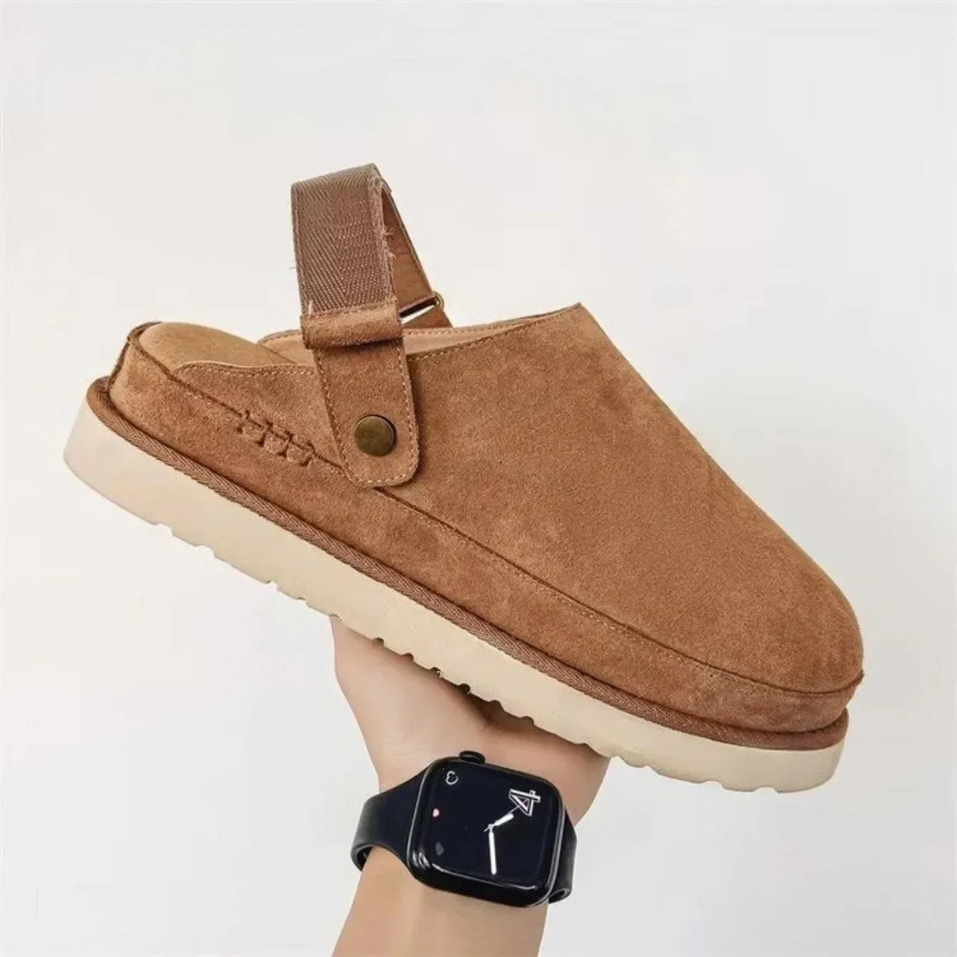 Bequeme Suede Clogs mit Fersenriemen Weich