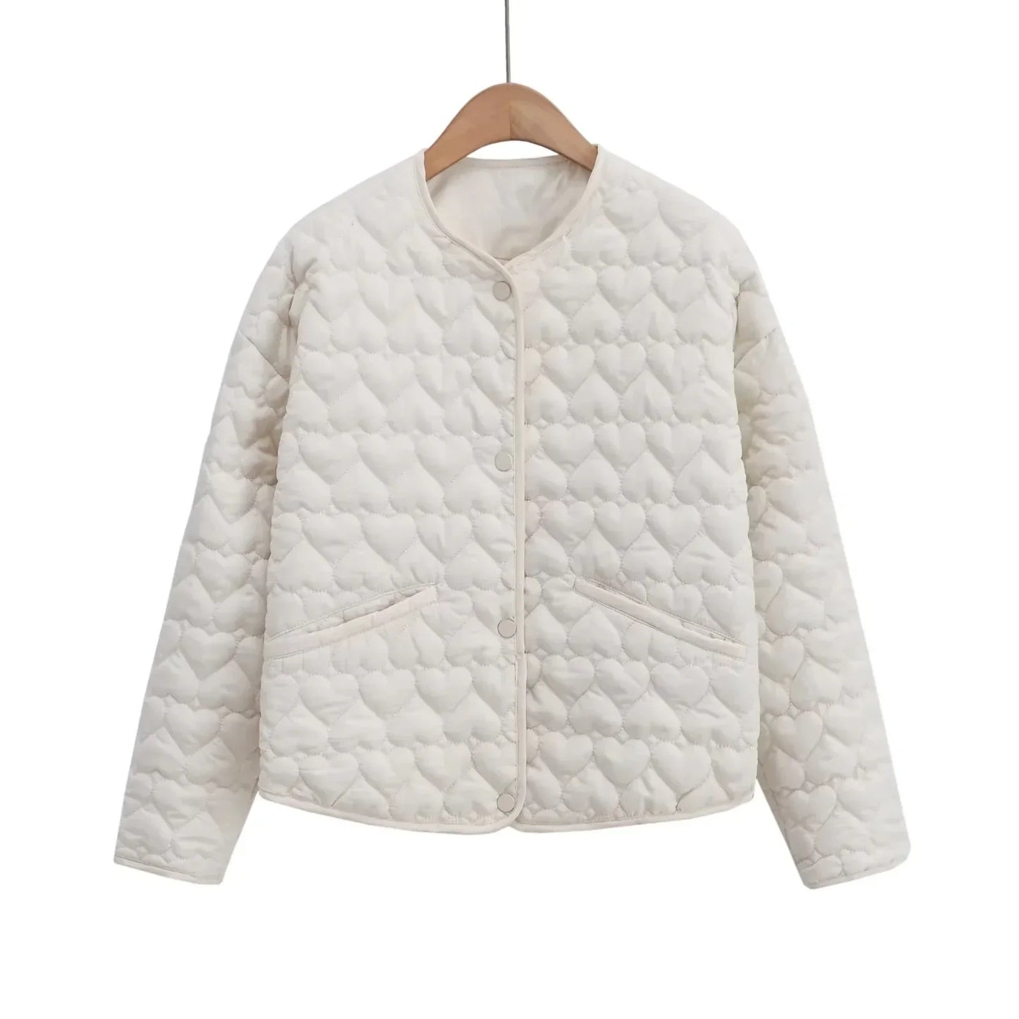Damen Steppjacke Herzen Muster Leicht Puffer Jacke