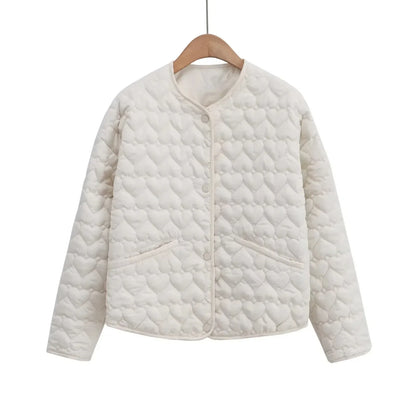 Damen Steppjacke Herzen Muster Leicht Puffer Jacke