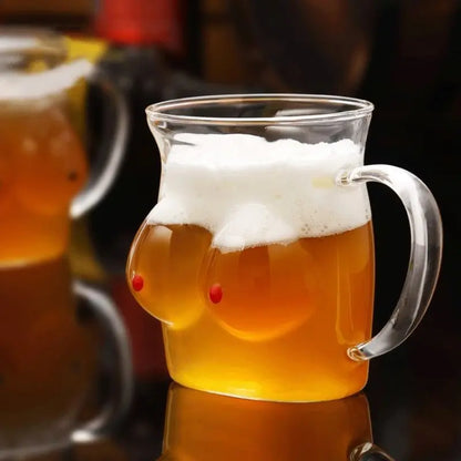 Lustige Tasse Doppelwandig Glas Form Chesty Design