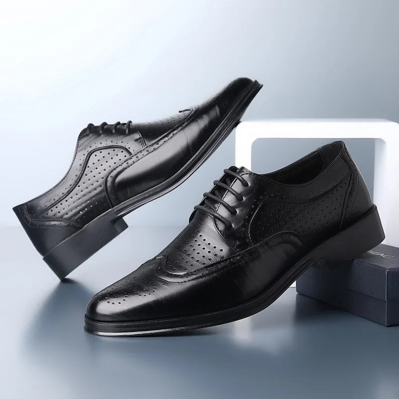 Herren Anzug Schuhe Bequem Oxford Schuhe Schwarz