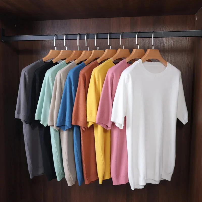 Kaschmir T-Shirt Herren Rundhals Weich