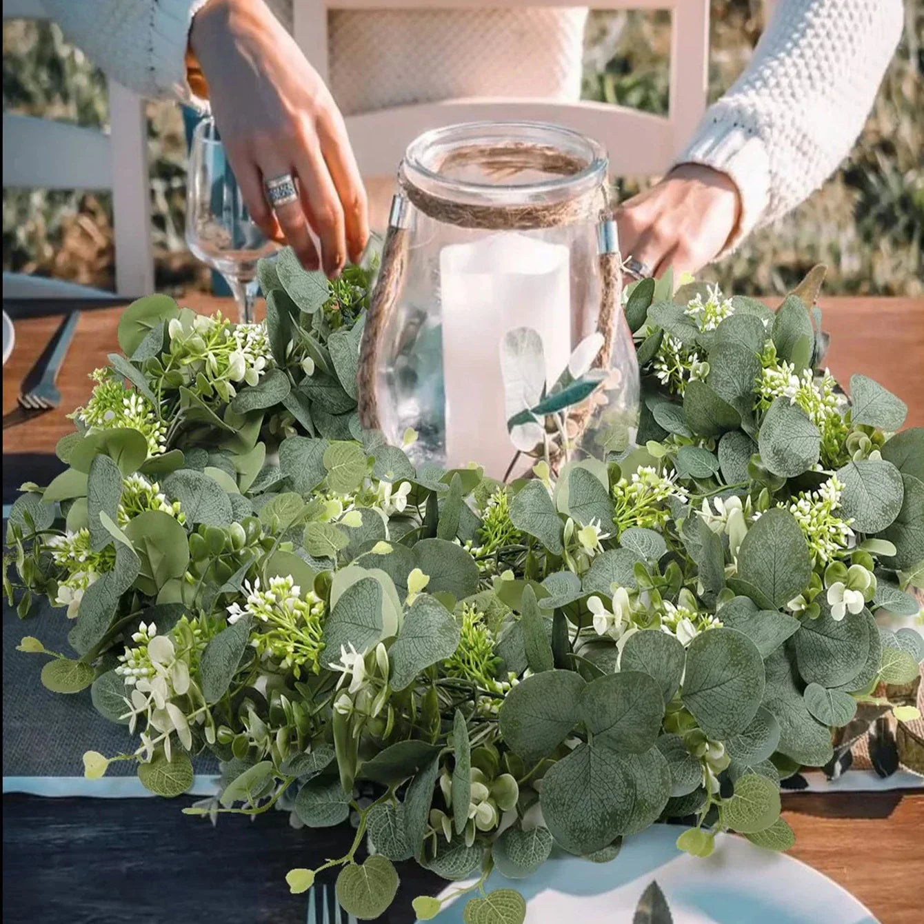 Künstliche Girlande Eukalyptus Grün Dekor Set 2-teilig