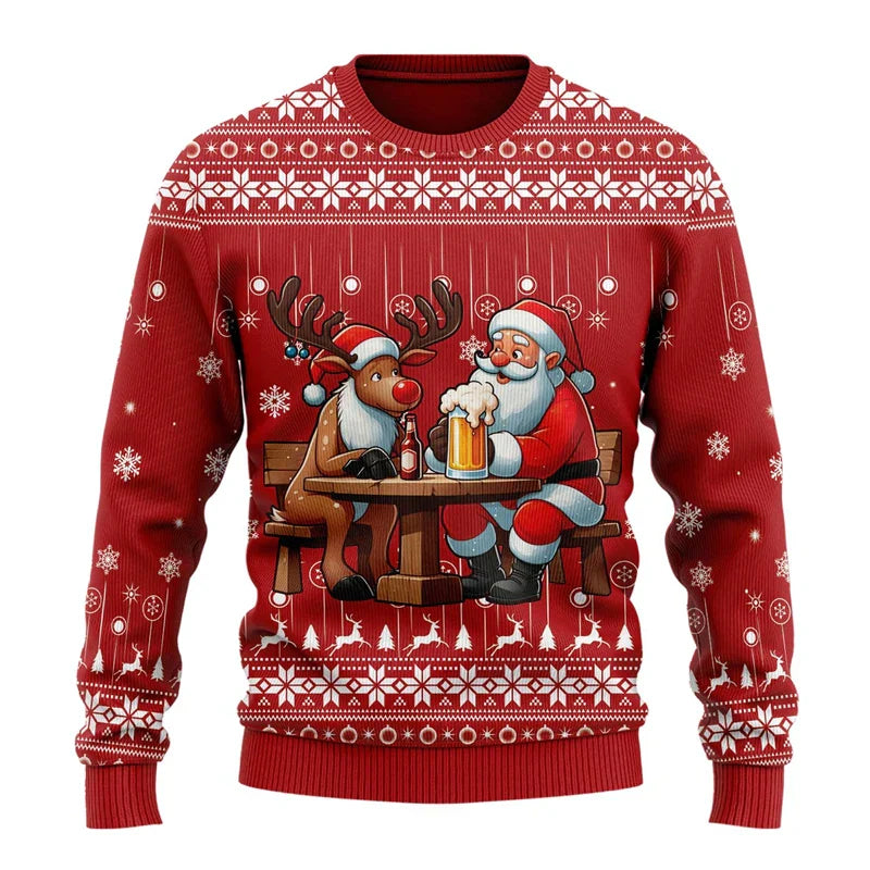 Herren Weihnachtspullover Lustig Bier Motiv