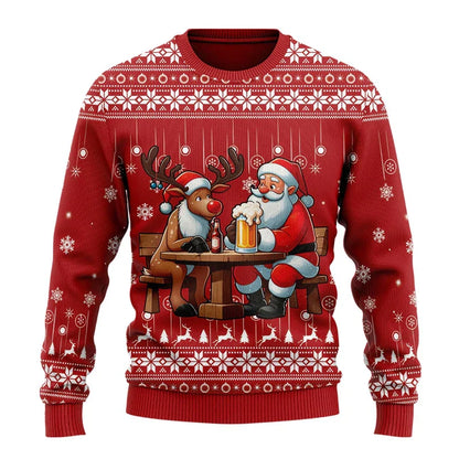 Herren Weihnachtspullover Lustig Bier Motiv