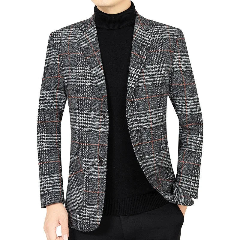 Herren Blazer Elegant Tweed Modern Slim Fit