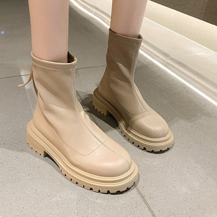 Lässige Stiefel Bequem Trendy Damenstiefel