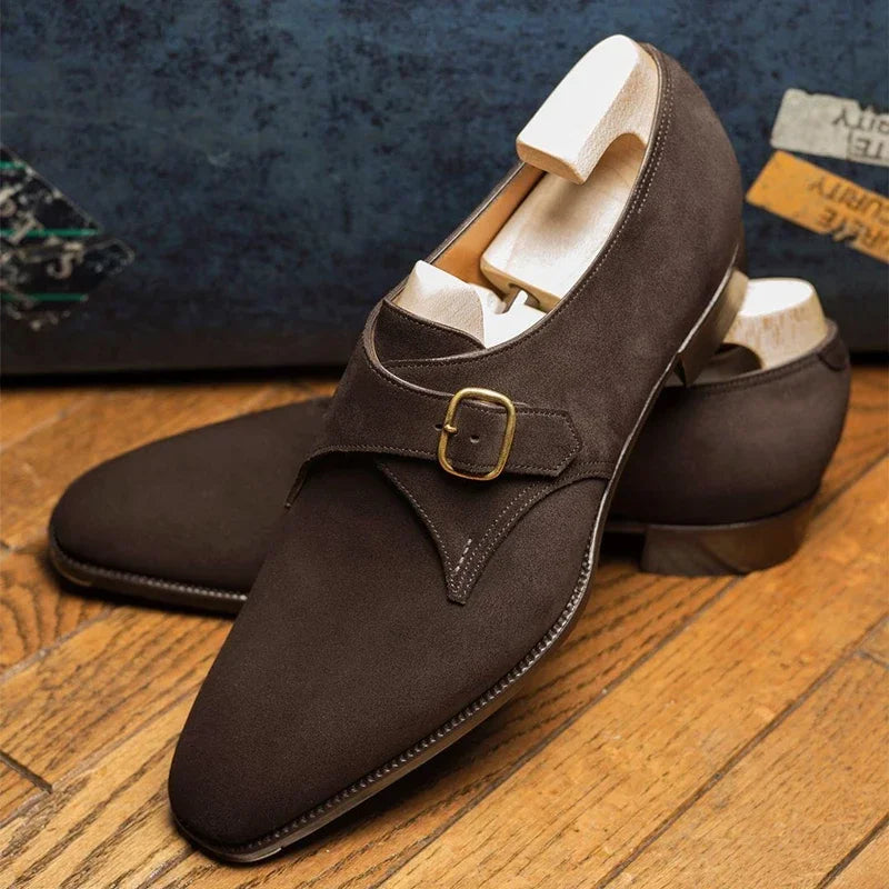 Herrenschuhe Dunkelbraun Wildleder Elegante Schnürschuhe