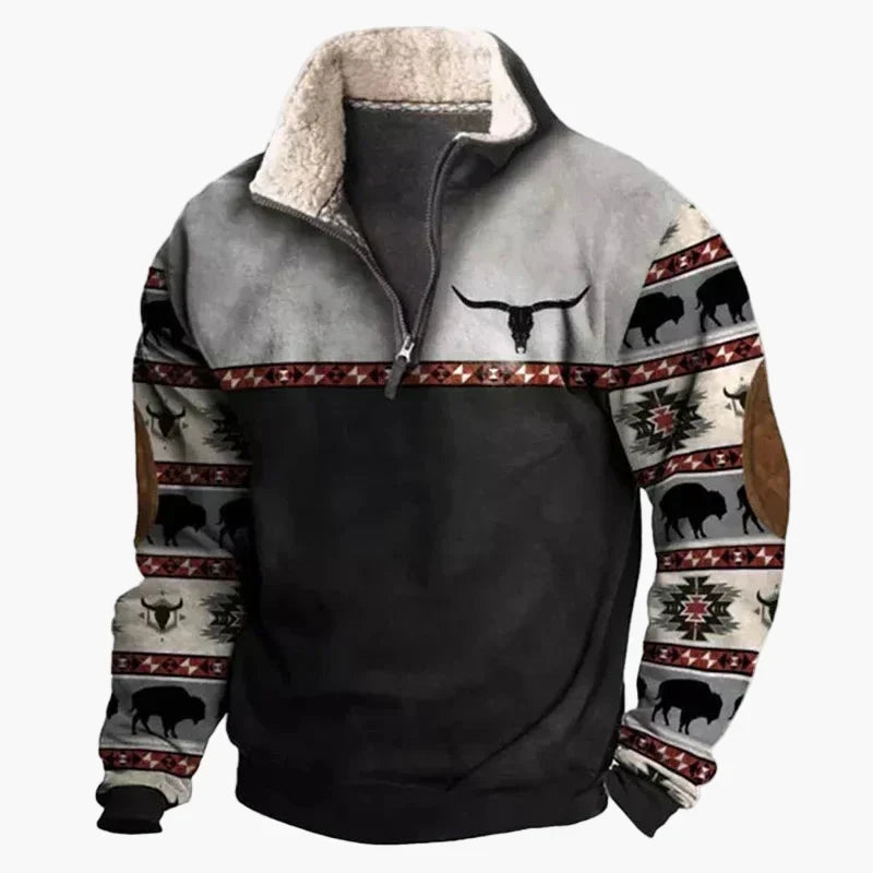 Western Style Pullover Azteken Muster Bequem