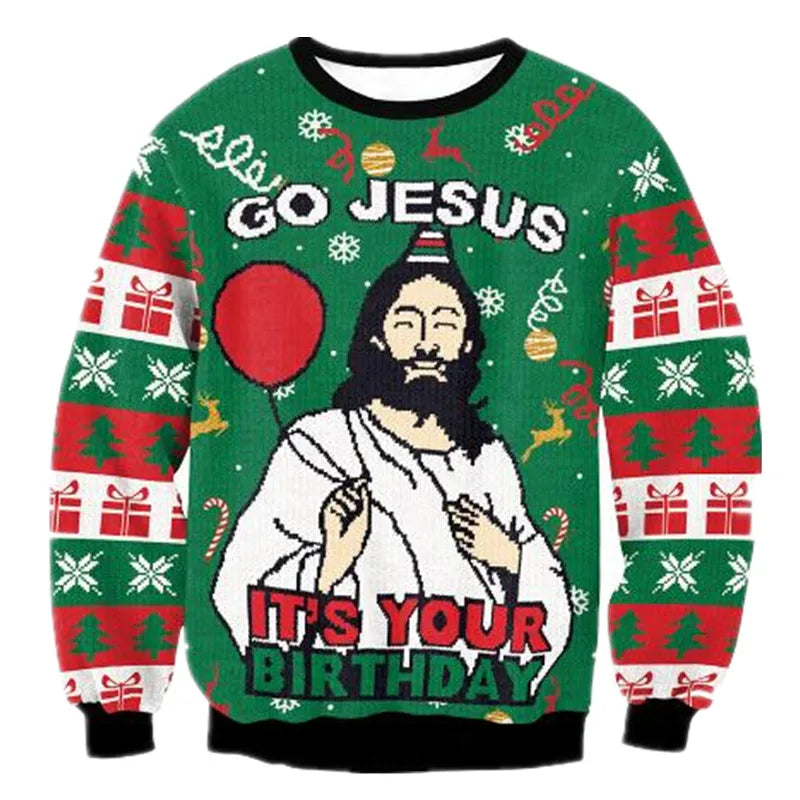 Weihnachtspullover Herren Lustig Jesus Geburtstag