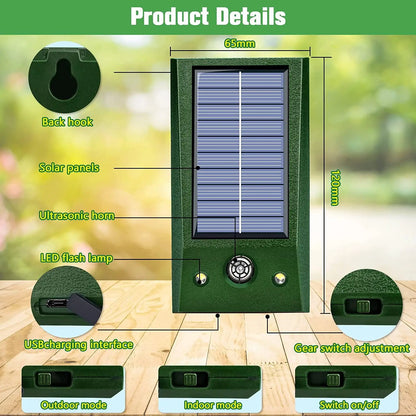 Solarguardix Vogelvertreiber Ultraschall Solar LED Bewegungsmelder