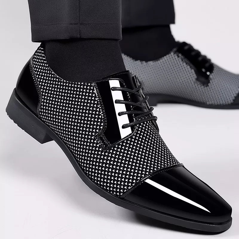 Leder Schuhe Herren Elegant Strass Schnürsenkel