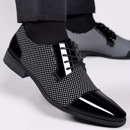 Leder Schuhe Herren Elegant Strass Schnürsenkel