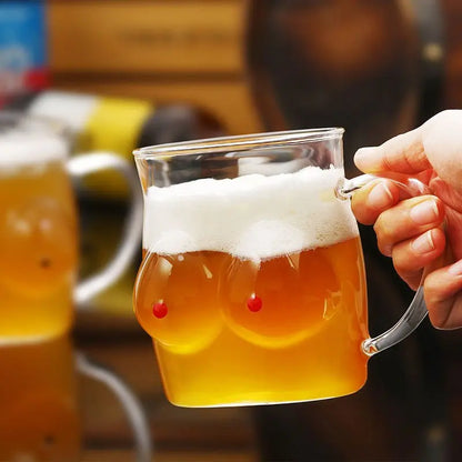 Lustige Tasse Doppelwandig Glas Form Chesty Design