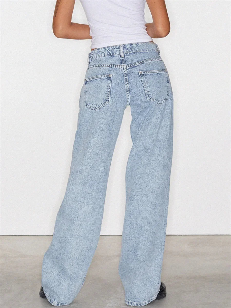 Weite Damen-Jeans Vintage-Stil Relaxed Fit