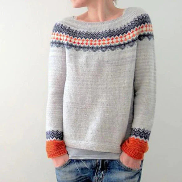Damen Pullover Weihnachten Nordisch Warm