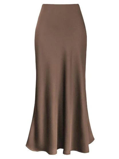 Elegante Damen Maxi Röcke Schwarz Seide Sommer