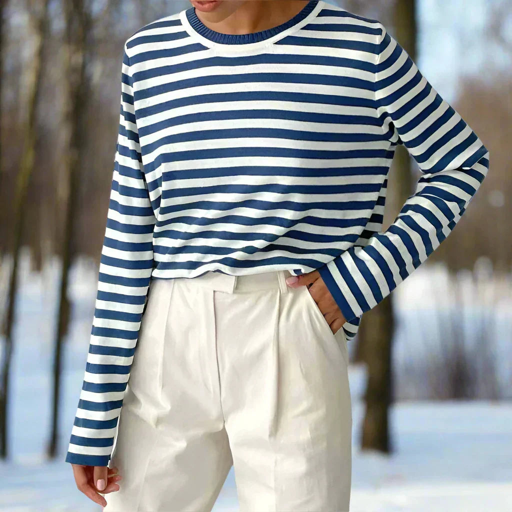 Damen Langarmshirt Lässig Gestreift Modern