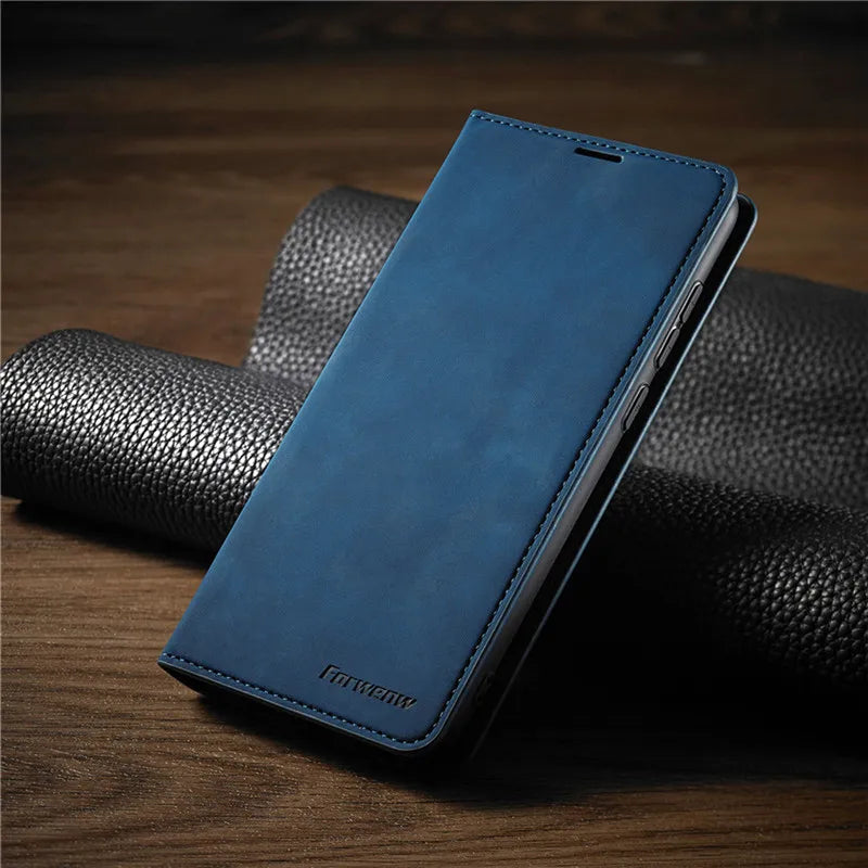 Leder iPhone Hülle Magnetisch Stilvoll Schwarz