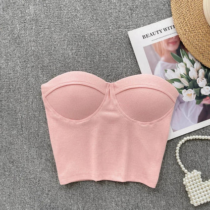 Damen Bustier-Top mit Rippenstruktur und Push-Up-Effekt
