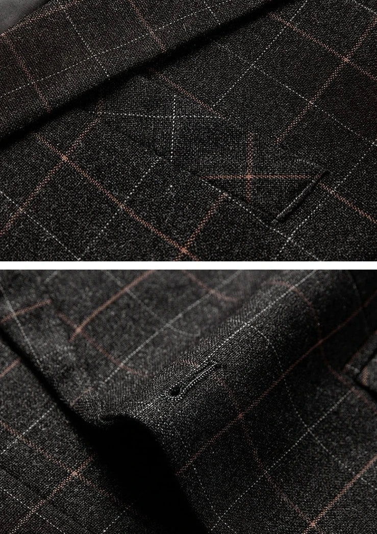 Schwarzer Karo Blazer Modern Slim Fit