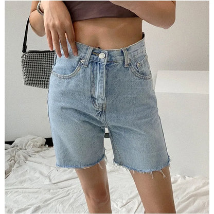 Damen Bermuda Shorts Jeans Raw Hem Kurz