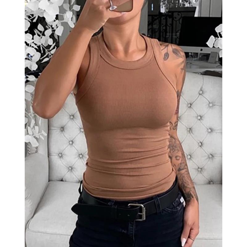 Damen Tanktop Ripp Optik Klassisch Elegannt
