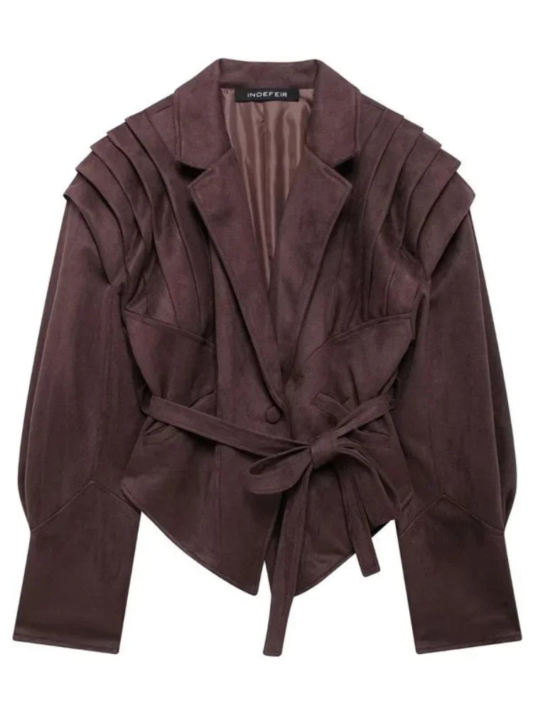 Vegan Jacke Damen Herbstjacke mit Taillengürtel Modern