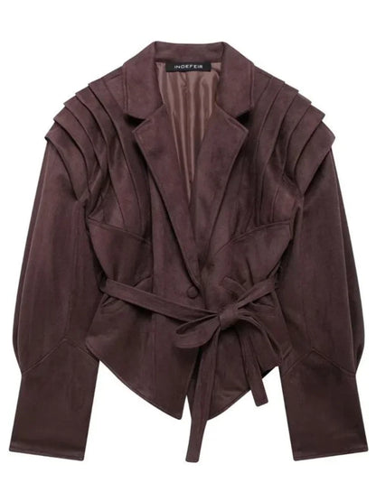 Vegan Jacke Damen Herbstjacke mit Taillengürtel Modern