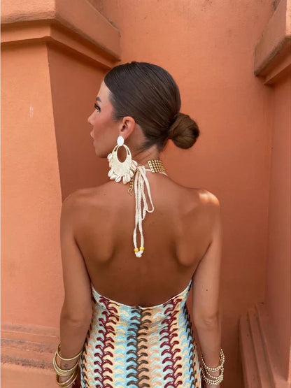 Sommerkleid Ärmellos V-Ausschnitt Damenkleid Modern