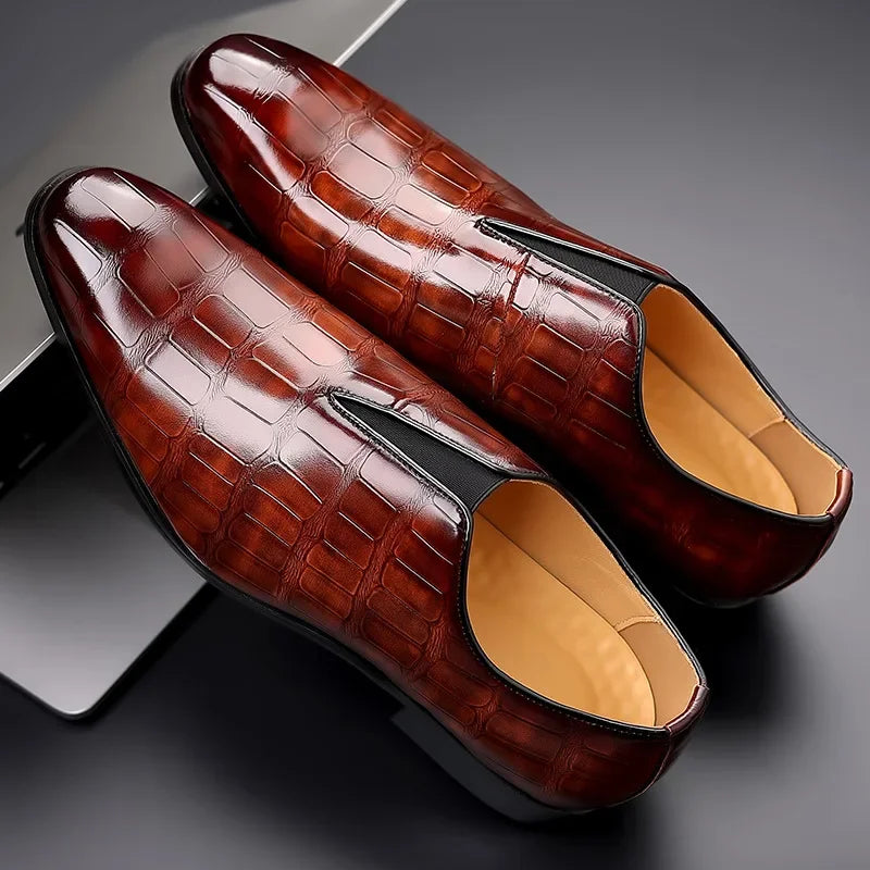 Elegante Herren Leder Loafer Schuhe Schwarz