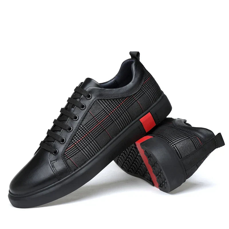 Leder Sneaker Herren Elegante Schwarz