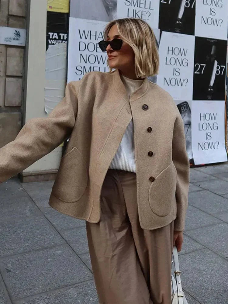 Große Wolljacke Oversized Asymmetrisch Damenjacke - BerlinGlamour