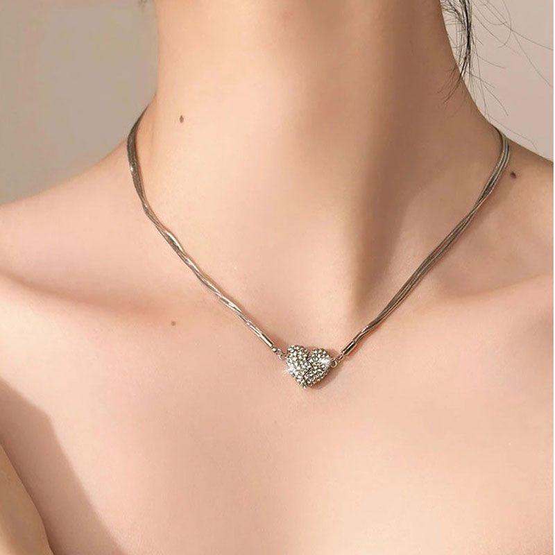 Herz Halskette Magnetische Zirkon Schmuck Elegant