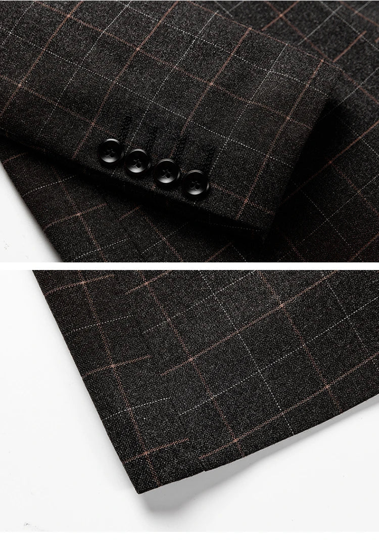 Schwarzer Karo Blazer Modern Slim Fit