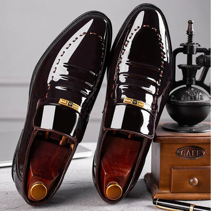 Elegante Lackslipper Schwarz Formell Business - BerlinGlamour