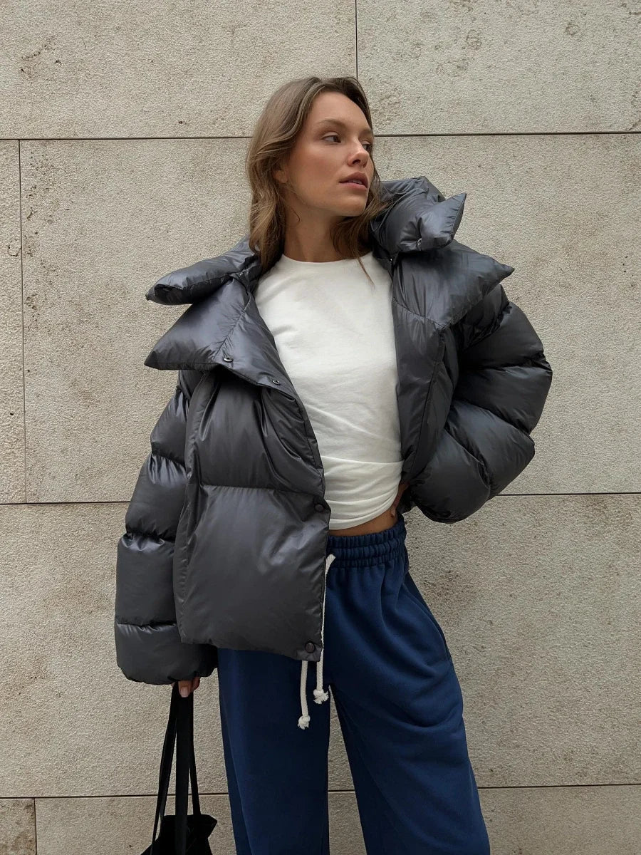 Modische Steppjacke Anthrazit Damenjacke Warm - BerlinGlamour
