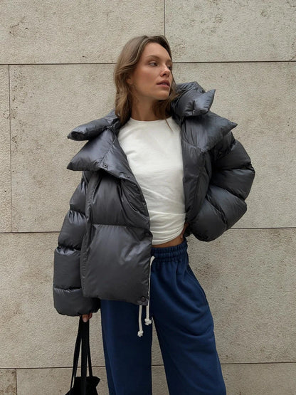 Modische Steppjacke Anthrazit Damenjacke Warm - BerlinGlamour