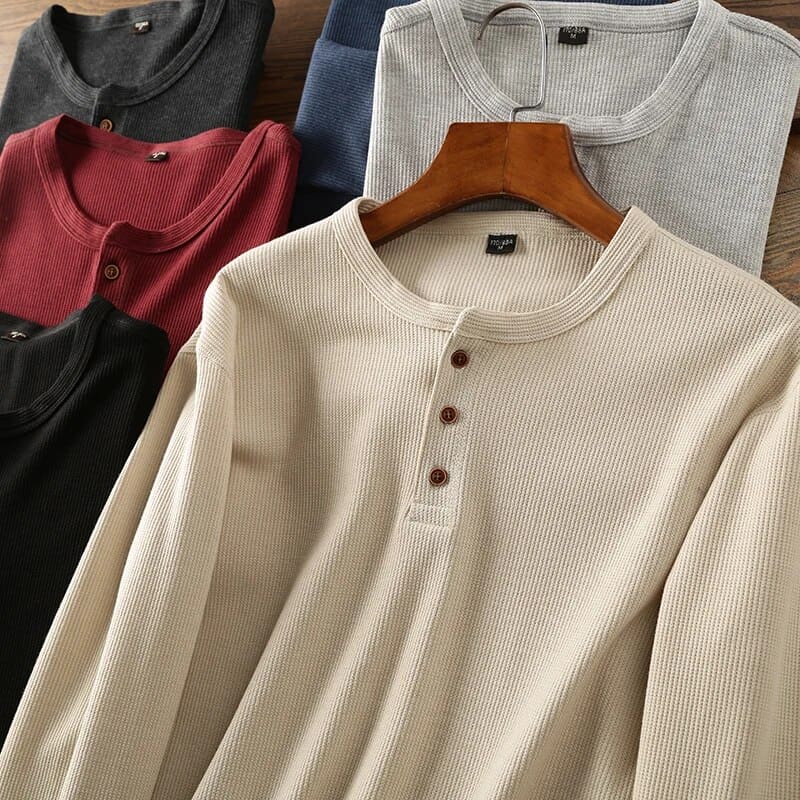 Herren Langarmshirt Klassisch Baumwolle Modern