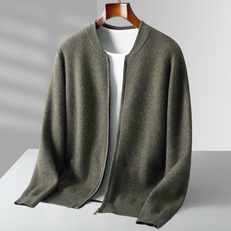 Herren Strickjacke Woll Warm Reißverschluss Hochwertig