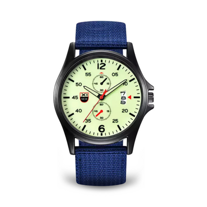Herrenuhr Militärstil Quarz Sportuhr Schwarz
