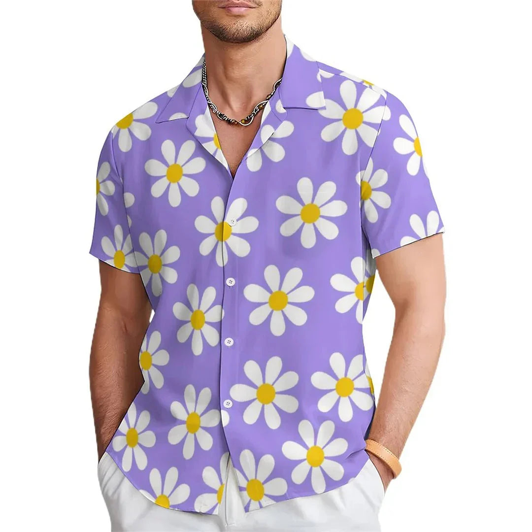 Herren Freizeithemd Blumenmuster Sommer - BerlinGlamour