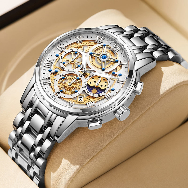 Herren Armbanduhr Automatik Edelstahl Schweizer Qualität