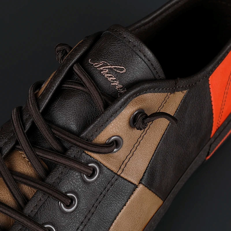 Herren Leder Sneaker Schwarz Elegantes Design