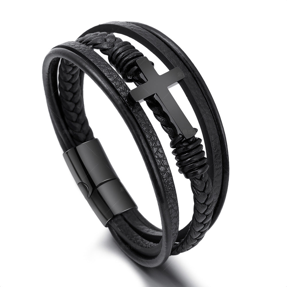 Edelstahl Armband Herren Kreuz Schmuck Modern - BerlinGlamour