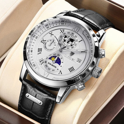 Leder Herrenuhr Chronograph Automatik Edelstahl